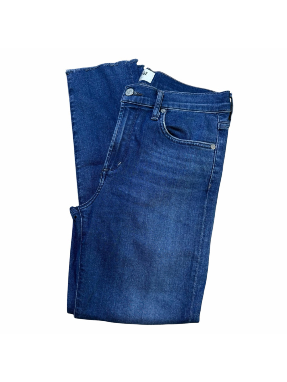 AGOLDE Sophie Straight Leg Denim Jeans Size 28 Raw Hem Medium Wash Stretch